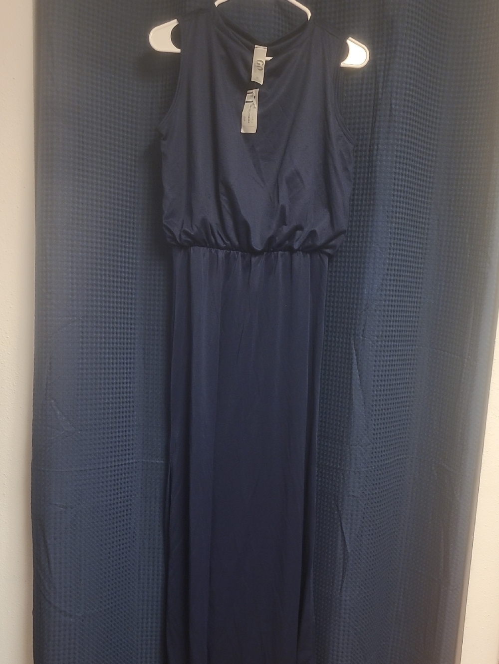 Go Couture Navy Sleeveless Maxi Dress with Gathered Waist